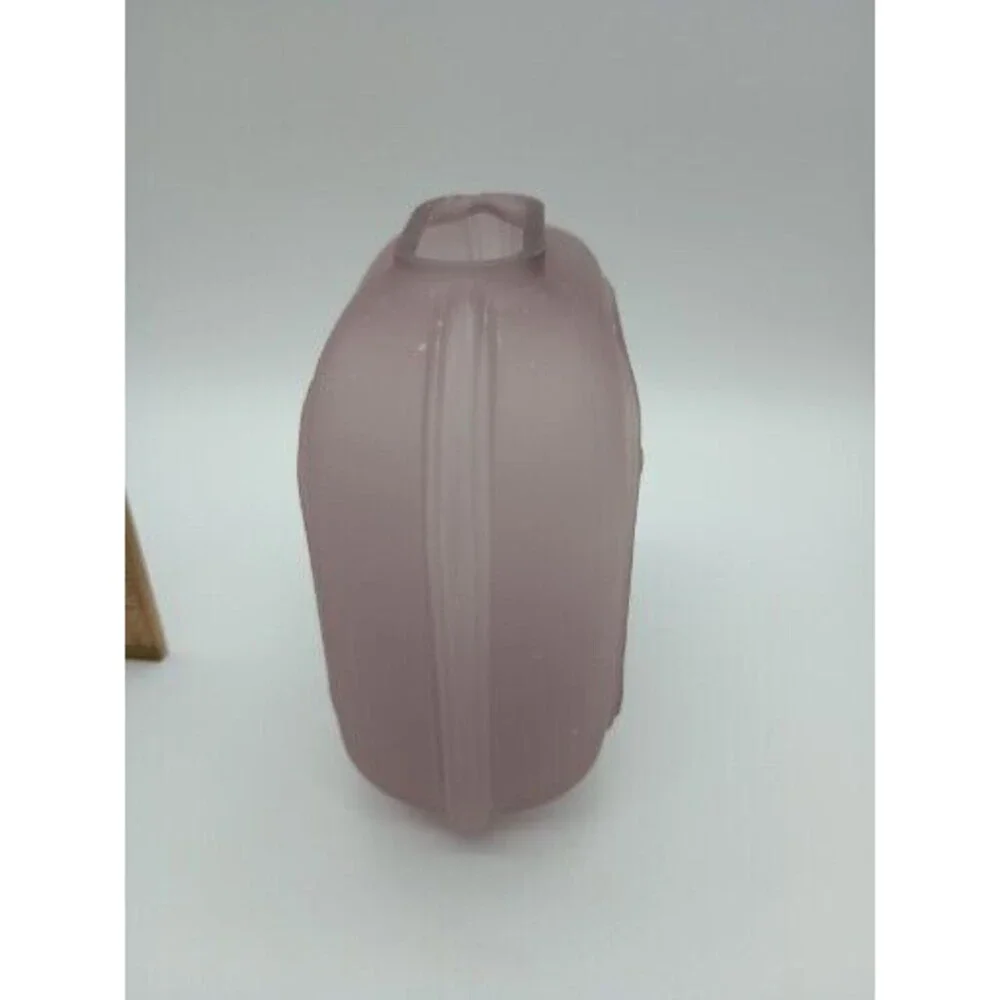Balos Glass Square Vase Frosted Amethyst Art Deco Stag